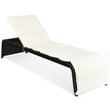 Patio Rattan Lounge Chair Back Adjustable Chaise Recliner  with Cushioned