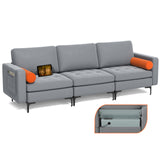 Modular 1/2/3/4-Seat L-Shaped Sectional Sofa Couch with Socket USB Port-3