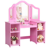 Kids Tri Folding Mirror Makeup Dressing Vanity Table Set