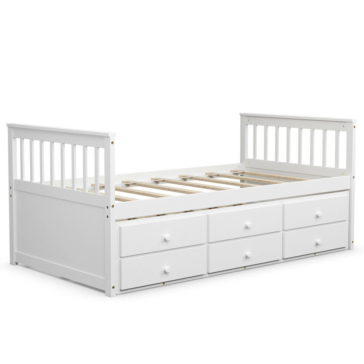 Twin Captainâs Bed with Trundle and 3 Storage Drawers