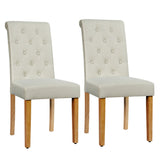 2 Pieces Tufted Dining Chair Set with Adjustable Anti-Slip Foot Pads