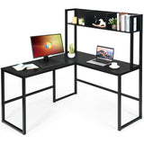 Reversible L-Shaped Corner Desk with Storage Bookshelf