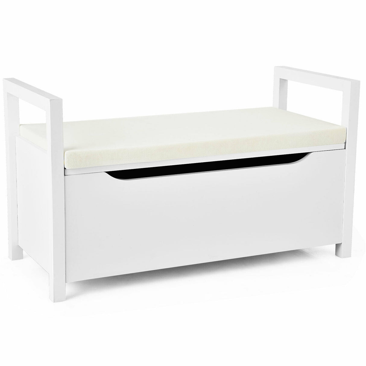 34.5 Ã15.5 Ã19.5 Inch Shoe Storage Bench with Cushion Seat for Entryway