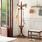 Wood Standing Hat Coat Rack with Umbrella Stand