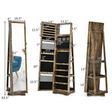 360Â° Rotatable 2-in-1 Lockable Jewelry Cabinet with Full-Length Mirror