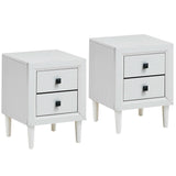 2Pcs Multipurpose Retro Nightstand with 2 Drawers