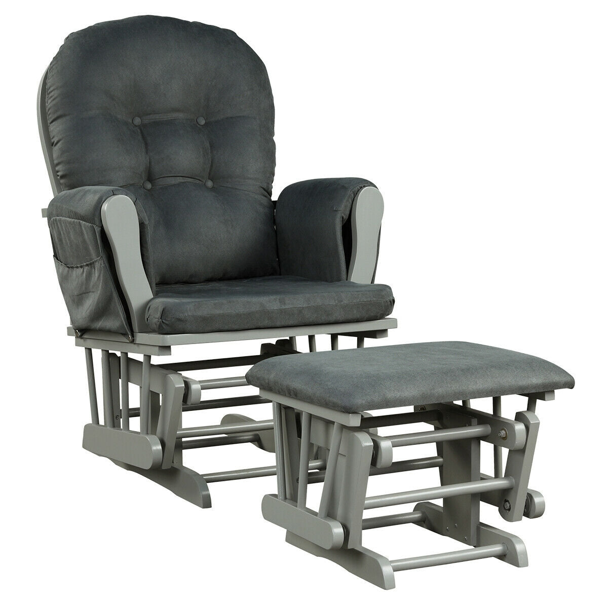 Baby Nursery Relax Rocker Rocking Chair Glider and Ottoman Set-Gray