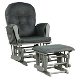 Baby Nursery Relax Rocker Rocking Chair Glider and Ottoman Set-Gray