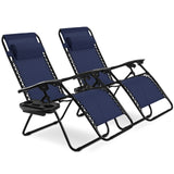 2 Pieces Folding Recliner Zero Gravity Lounge Chair