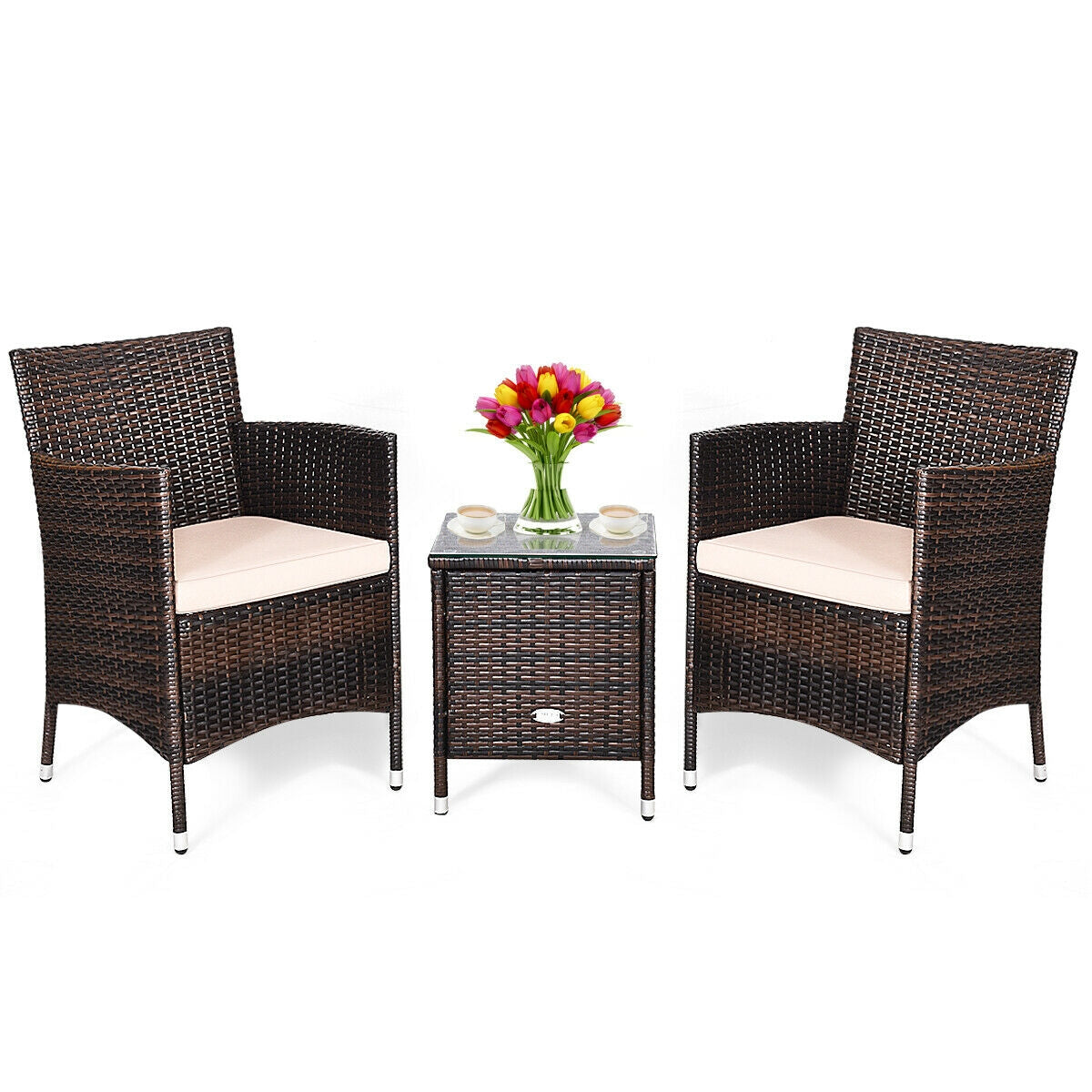 3 Pcs Outdoor Rattan Wicker Furniture Set