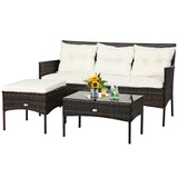 3 Pieces Patio Furniture Sectional Set with 5 Cozy Seat and Back Cushions