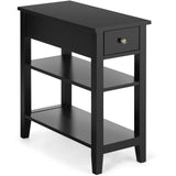 3-Tier Nightstand Bedside Table Sofa Side with Double Shelves Drawer