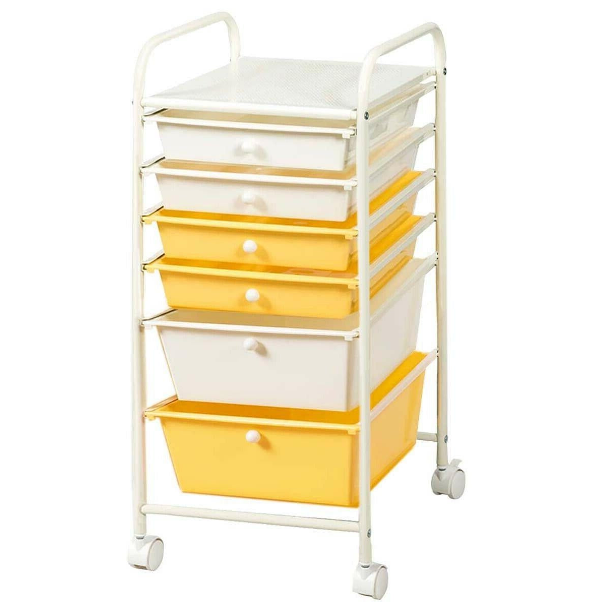 6 Drawers Rolling Storage Cart Organizer-Transparent