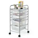 6 Drawers Rolling Storage Cart Organizer-Transparent