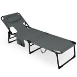 Folding Beach Lounge Chair with Pillow for Outdoor