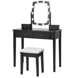 Vanity Table Set with Lighted Mirror for Bedroom and Dressing Room