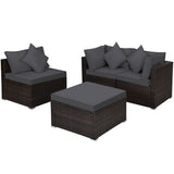 4 Pcs Ottoman Garden Deck Patio Rattan Wicker Furniture Set Cushioned Sofa