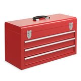 Portable Garage Mechanic Tool Cabinet Box with 3 Drawers-Red