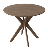 36 Inch Round Wood Dining Table with Intersecting Pedestal Base