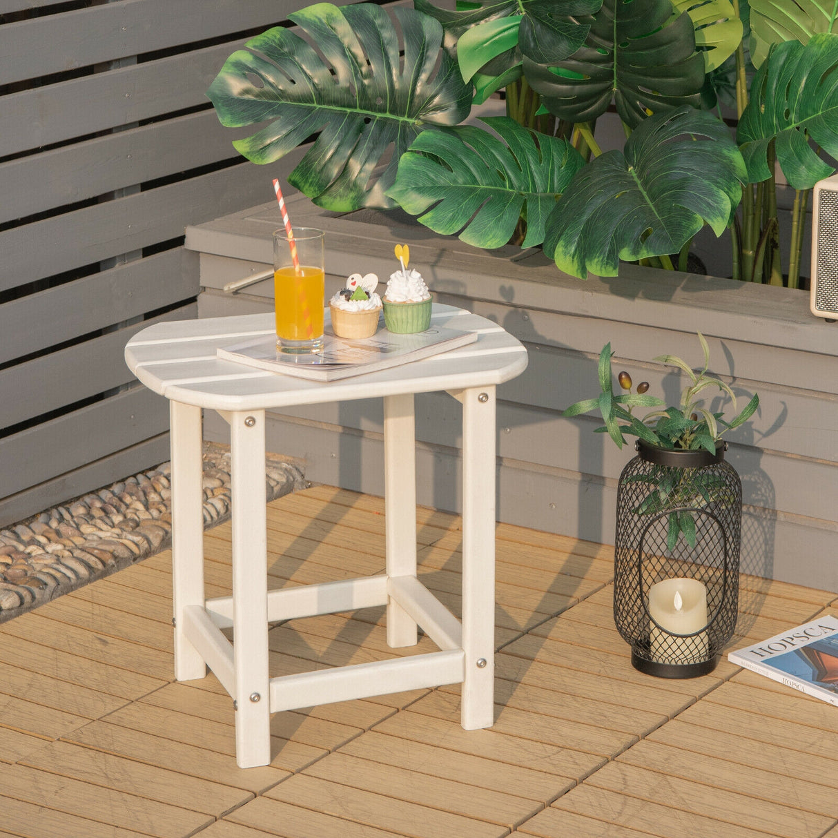 18 Inch Weather Resistant Side Table for Garden Yard Patio