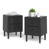 2Pcs Multipurpose Retro Nightstand with 2 Drawers