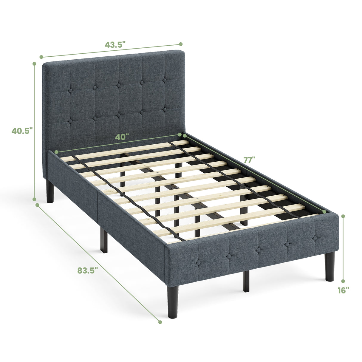 Platform Bed with Button Tufted Headboard