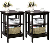 2 Pieces 3-Tier Nightstand with Reinforced Bars and Stable Structure