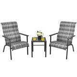 3 Pieces Patio Rattan Bistro Set with High Backrest and Armrest