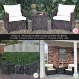 3 Pcs Patio Rattan Furniture Set Cushioned Conversation Set Coffee Table