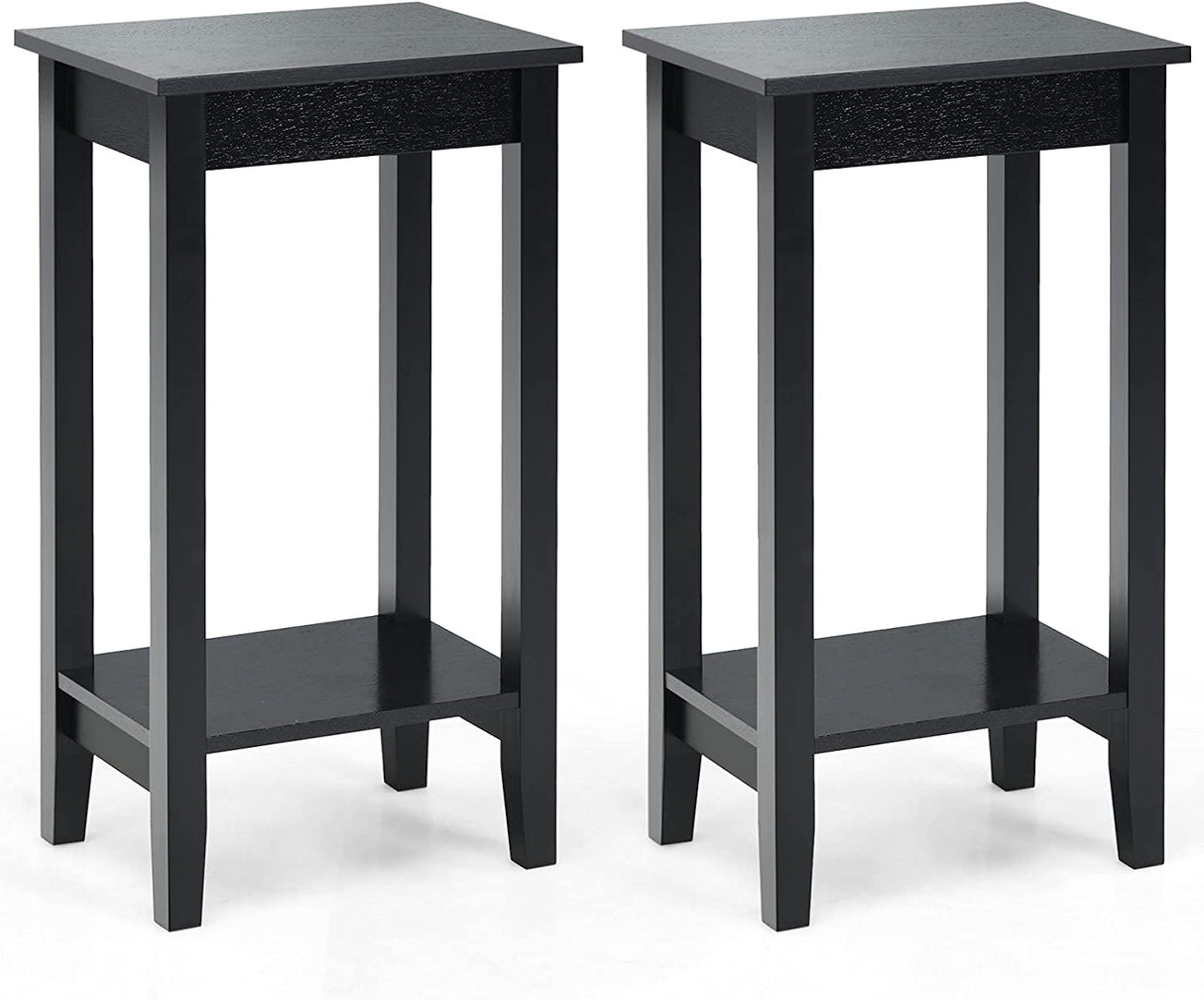 Set of 2 Versatile 2-Tier End Table with Storage Shelf