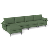 Extra Large L-shaped Sectional Sofa with Reversible Chaise and 2 USB Ports for 4-5 People