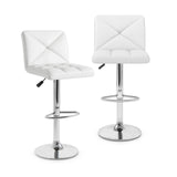 PU Leather Upholstered Bar Stools Set of 2 with Back and Adjustable Height