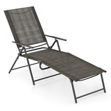 Patio Folding Chaise Lounge Chairs Recliner with 6-Level Backrest-Brown