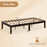 14 Inch Twin Wood Platform Bed Frame with Wooden Slats Support