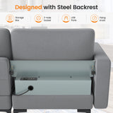 Modular 1/2/3/4-Seat L-Shaped Sectional Sofa Couch with Socket USB Port-3