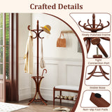 Wood Standing Hat Coat Rack with Umbrella Stand