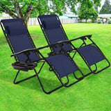 2 Pieces Folding Recliner Zero Gravity Lounge Chair