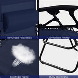 2 Pieces Folding Recliner Zero Gravity Lounge Chair