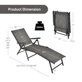 2 Pieces Foldable Chaise Lounge Chair with 2-Position Footrest