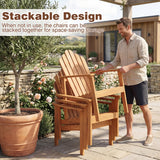 2-Pack/1-Pack Stackable Adirondack Chairs with Solid Acacia Wood for Patio