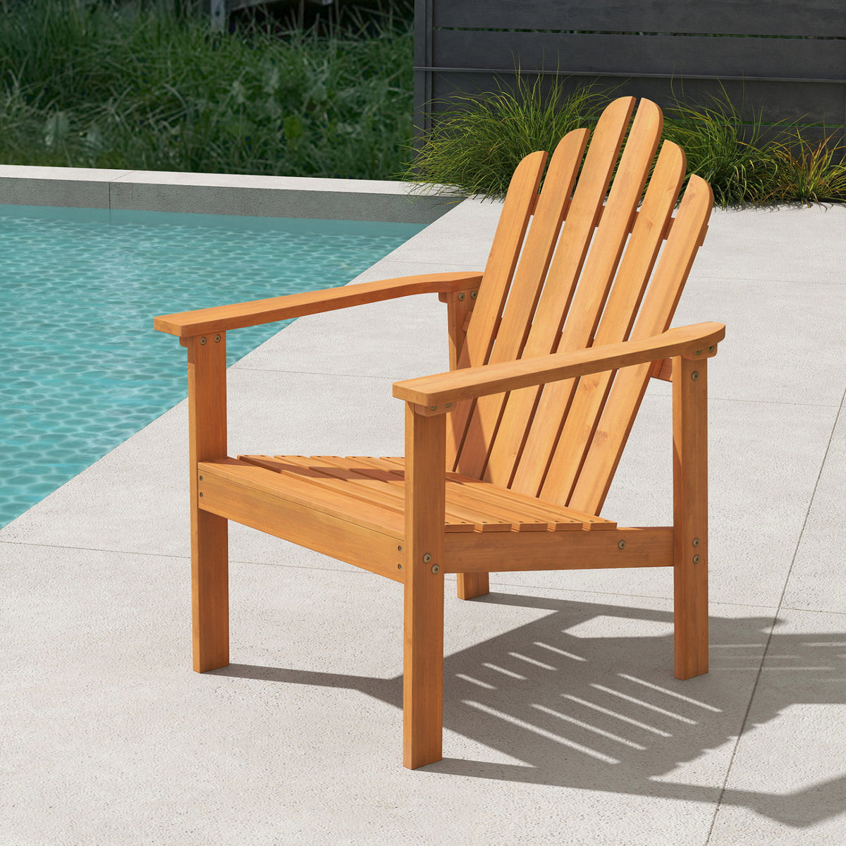 2-Pack/1-Pack Stackable Adirondack Chairs with Solid Acacia Wood for Patio