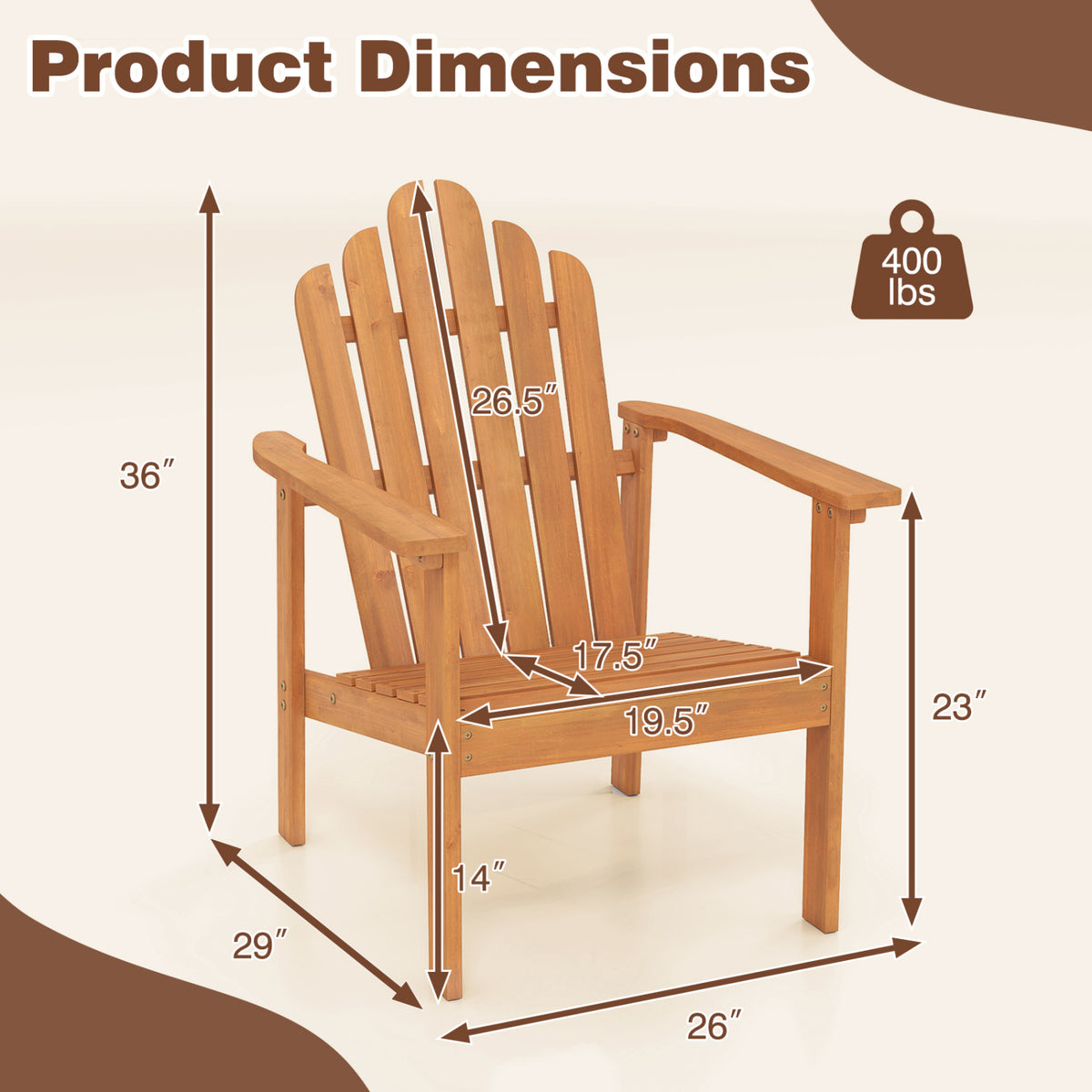 2-Pack/1-Pack Stackable Adirondack Chairs with Solid Acacia Wood for Patio