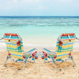 1 Piece Foldable Backpack Beach Chair with Cup Holder and Storage Pockets for Outdoor