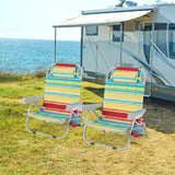 1 Piece Foldable Backpack Beach Chair with Cup Holder and Storage Pockets for Outdoor