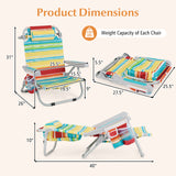 1 Piece Foldable Backpack Beach Chair with Cup Holder and Storage Pockets for Outdoor
