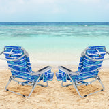 1 Piece Foldable Backpack Beach Chair with Cup Holder and Storage Pockets for Outdoor