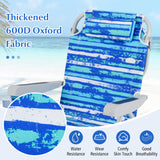 1 Piece Foldable Backpack Beach Chair with Cup Holder and Storage Pockets for Outdoor