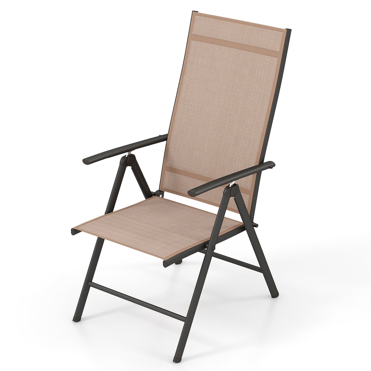 1 Piece Patio Folding Dining Chairs with 7-Level Adjustable High Backrest