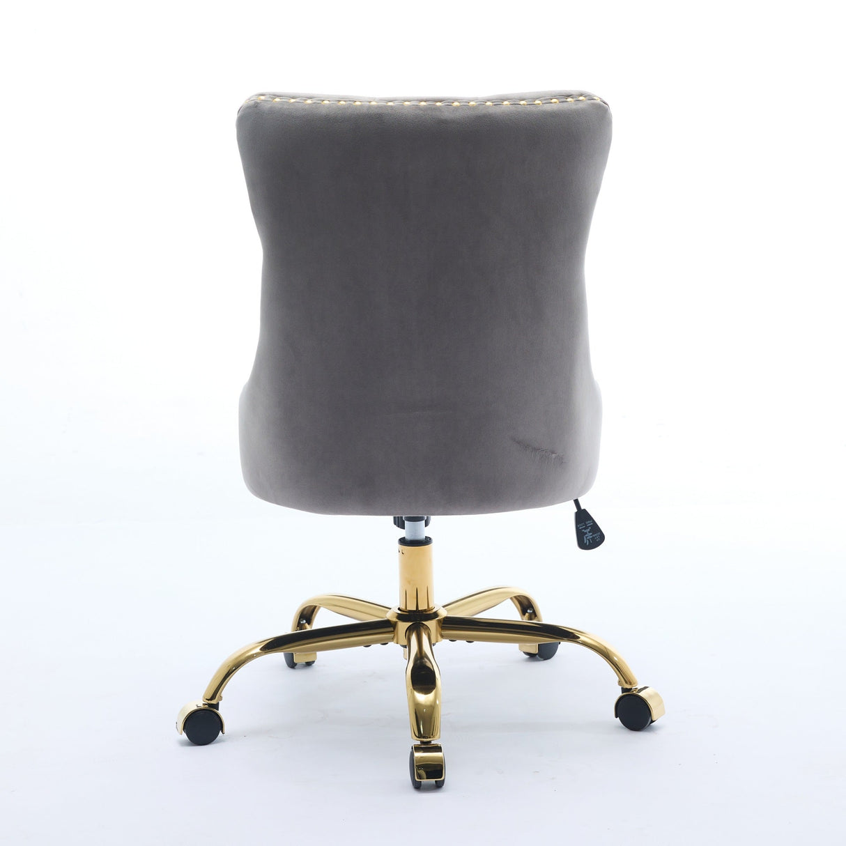 A&A Furniture Office Chair,Modern Velvet Upholstered Tufted Button Home Office Chair with Golden Metal Base,Adjustable Desk Chair Swivel Office Chair (Gray)