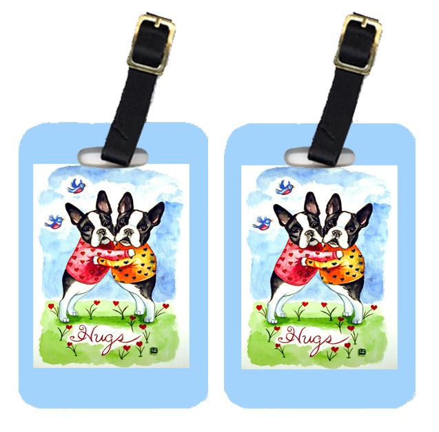 Hugs Boston Terrier Luggage Tags – Set of 2 Durable Bag Tags with Straps